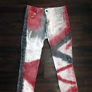Mitzi Michel Custom Paint Side Lace Jeans